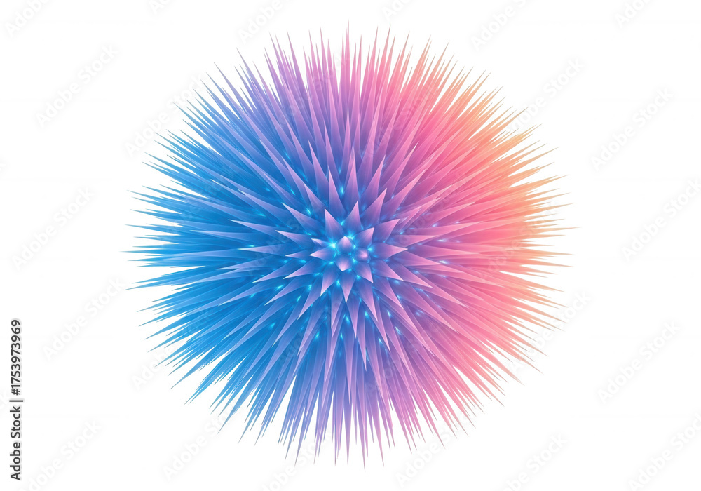 Obraz premium Spiky geometric gradient sphere isolated on a transparent background