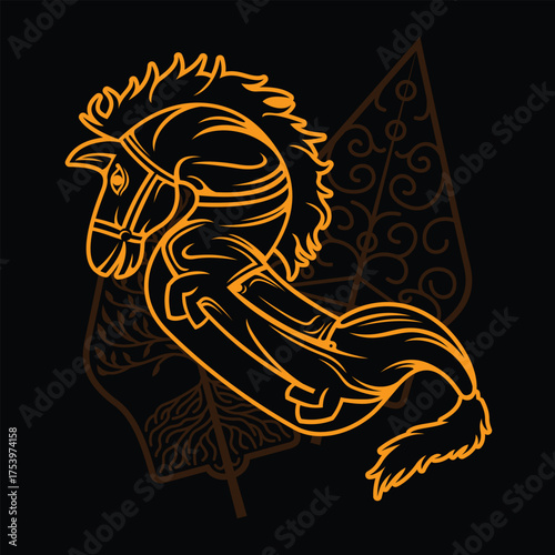 Jaran Kepang Kuda Lumping Traditional Indonesia Javanese Culture Dance Bamboo Horse Equipment Outline  Silhouette