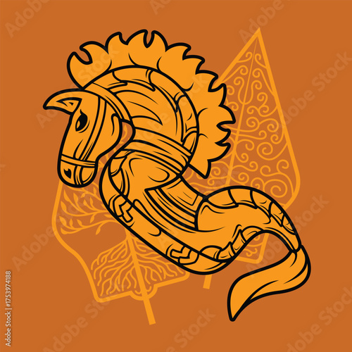 Jaran Kepang Kuda Lumping Traditional Indonesia Javanese Culture Dance Bamboo Horse Equipment Outline  Silhouette