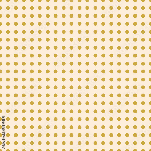 Seamless polka dot grid pattern with mustard yellow dots on a cream base. Great for packaging, decor, and surface design.