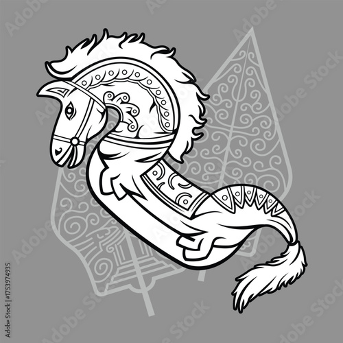 Jaran Kepang Kuda Lumping Traditional Indonesia Javanese Culture Dance Bamboo Horse Equipment Outline  Silhouette