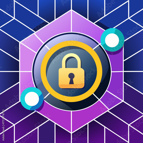 Digital cryptocurrency lock icon indicating data security