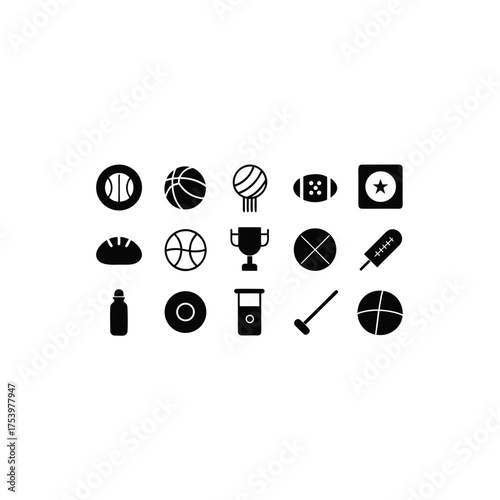 Collection of sports and other objects on transparent background