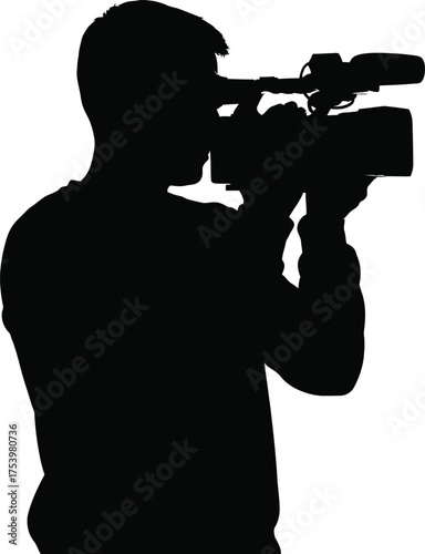 Cameraman Silhouette Recording Video Professional Broadcast