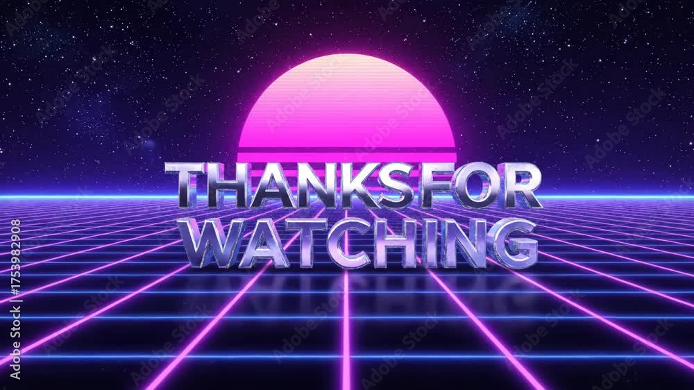 Thanks For Watching Retro 80s Neon Sunset