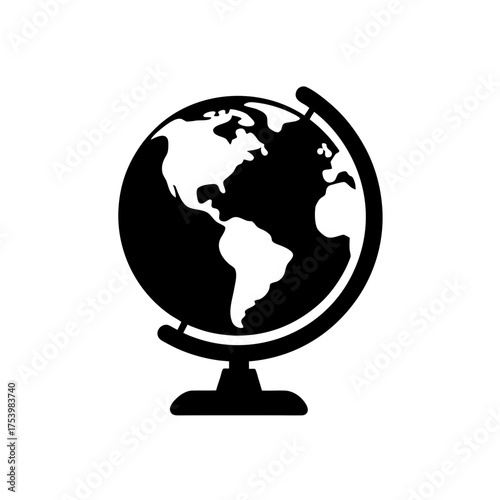 Illustration of a globe on a stand icon on transparent background silhouette
