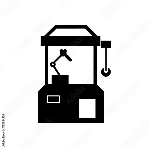 Silhouette of a claw machine game cabinet on transparent background