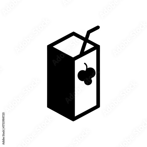 Juice box with straw and fruit illustration on transparent background silhouette