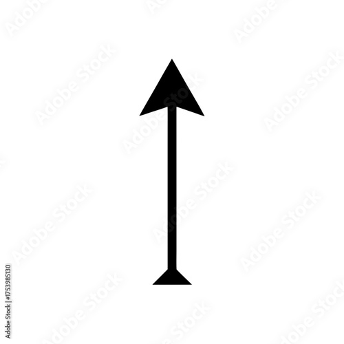 Simple black arrow pointing straight up on transparent background silhouette