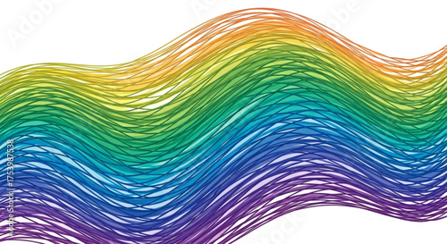 Abstract rainbow wave, featuring smooth, flowing lines in vibrant colors, creating a mesmerizing and dynamic visual effect