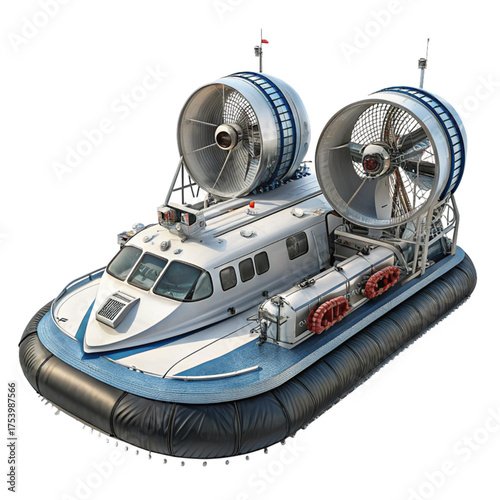 Modern hovercraft poised for swift rescue missions, emergency response, exploring vast coastal regions, and navigating challenging marine environments