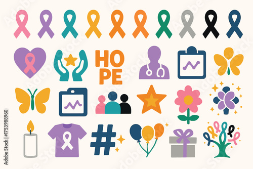 Cancer Awareness Day Symbols Ribbons Support Hope Health