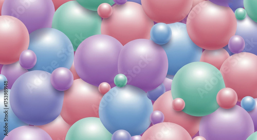 Seamless pattern of colorful spheres abstract background with round shapes in pastel colors modern geometric design with 3d rendering