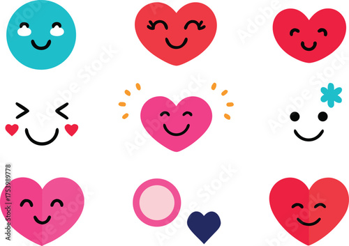 Adorable love expressions emoji icons pack vector illustration scalable eps