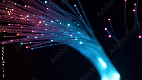 Abstract Fiber Optic Lights Background with Colorful Bokeh Effects