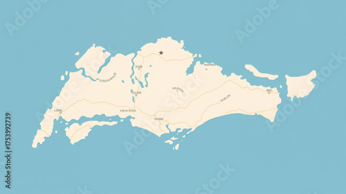 Detailed Map of Singapore Island Showing Roads Rivers and Cities