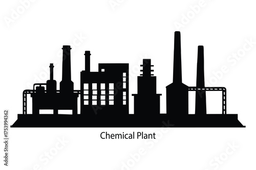 silhouette vector of chemical plant illustration
