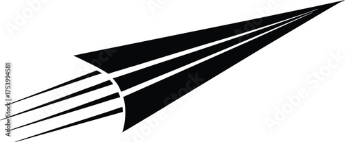 Sleek aerodynamic arrowhead vector illustration with dynamic motion streaks