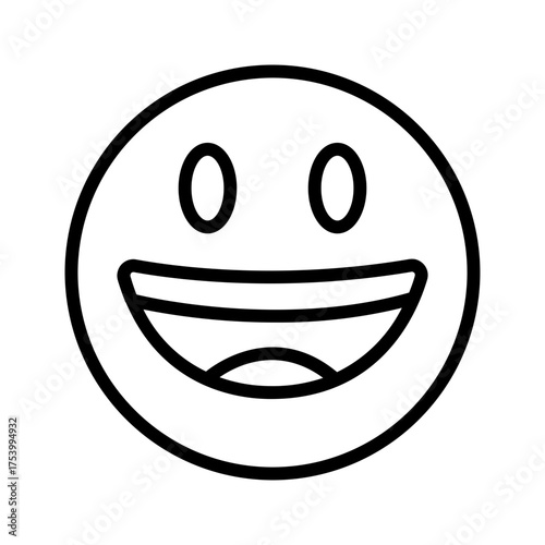 Vector black line icon for Grinning face