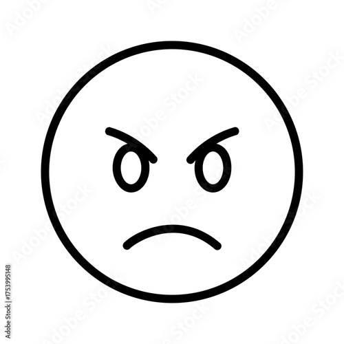 Vector black line icon for Angry face