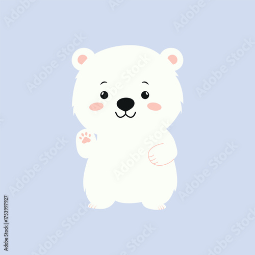 Cute cartoon polar bear waving.