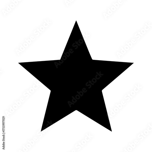 A classic black star shining brightly symbolizing achievement and dreams in a stark white background