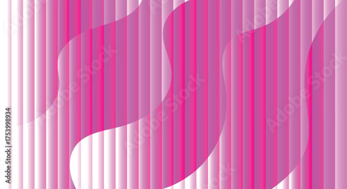Abstract pink and white vertical lines with flowing wave shapes.