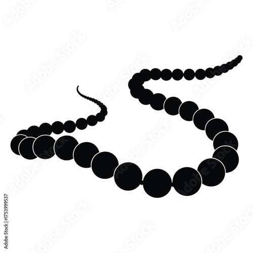 Elegant black beaded necklace gently curving on white surface elegant jewelry accessory