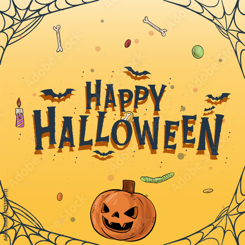 design vector Happy Halloween Festive Greeting Card logo design 