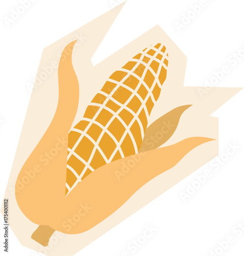 Maize Icon in Scrapbook, Doodle, Paper Cutout Style