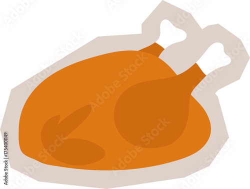 Thanksgiving Turkey Icon in Scrapbook, Doodle, Paper Cutout Style