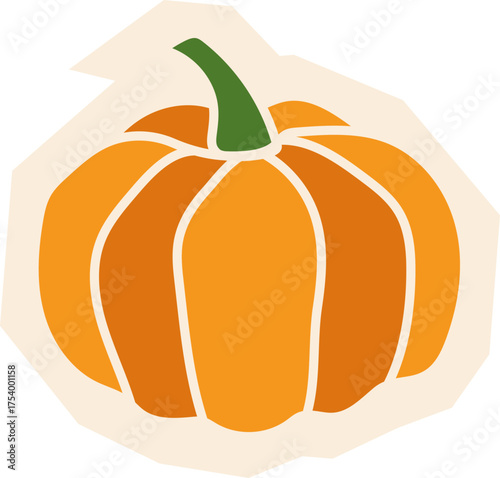 Pumpkin Icon in Scrapbook, Doodle, Paper Cutout Style