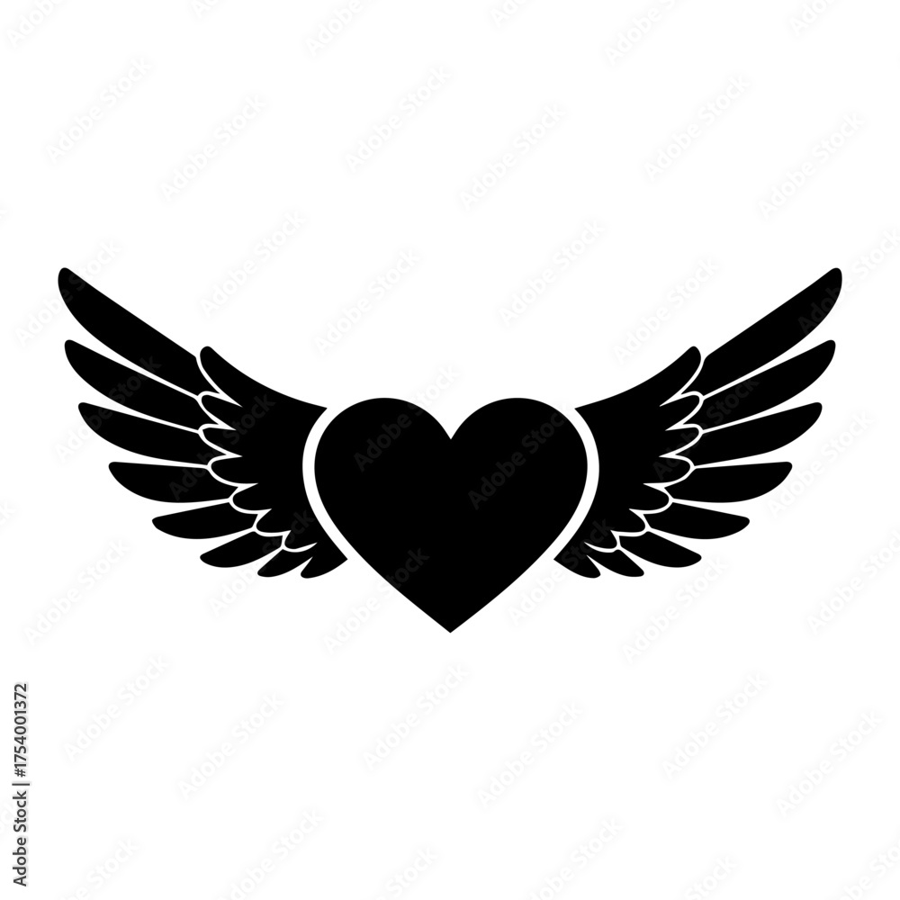 Obraz premium Love Heart Wings Icon Design Vector Illustration