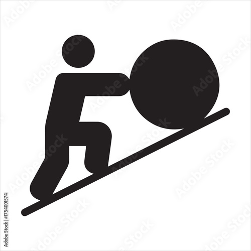 Effort icon with person pushing an object upwards