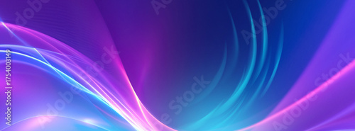 Bright abstract background with ultraviolet neon lines, waves, glow