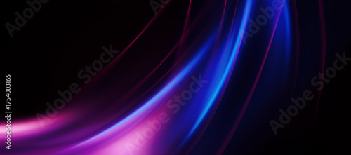 Bright abstract background with ultraviolet neon lines, waves, glow