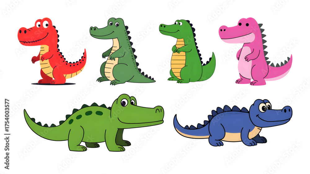 Fototapeta premium Fun, cute and colorful cartoon crocodile vector illustration
