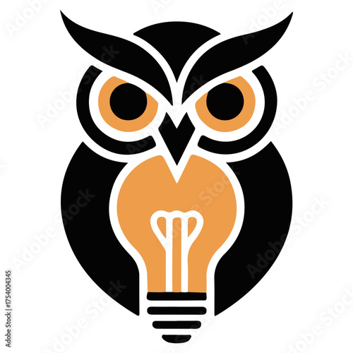 An owl illustration with a light bulb design, symbolizing knowledge and intelligence. A perfect visual for educational or creative concepts.