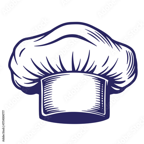 Classic vintage art illustration of a white chef hat representing professional culinary skills