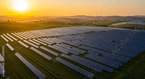 Solar Power Fields at Sunrise