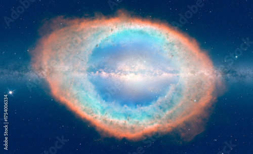 Fototapeta Naklejka Na Ścianę i Meble -  Supernova explosion in the center of the galaxy Milky Way galaxy in the background 
