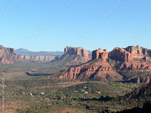 Sedona Arizona View from Mountain Summit – Scenic Red Rock Desert Landscape and Valley Below