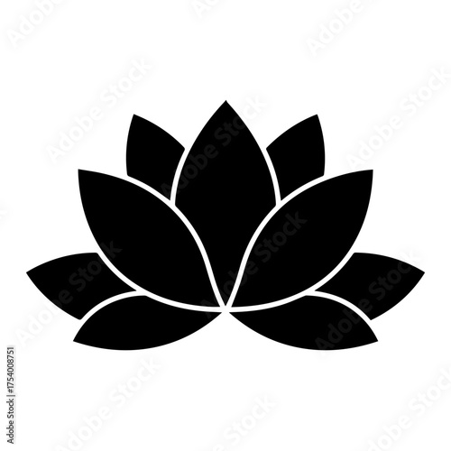 Elegant Black Lotus Flower Silhouette  Minimalist Nature Symbol for Serenity  Spirituality vector illustration
