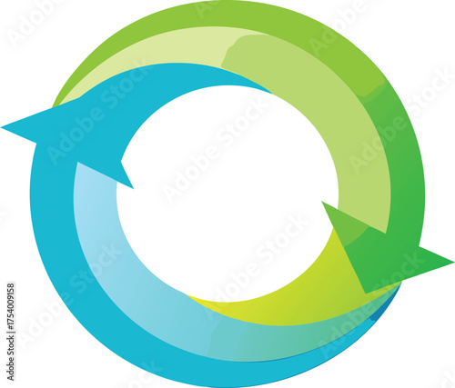 Turquoise and green looping circular arrow vector illustration scalable icon