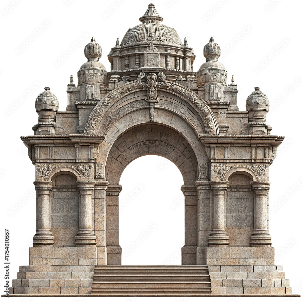 Fototapeta premium 3D front view illustration of a Monumento al Mercado Central Ecuador monument isolated on a white transparent background.