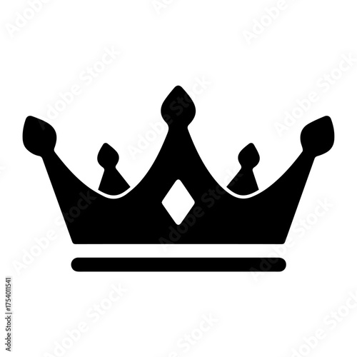 Regal Crown Icon Majestic Symbol of Royalty Victory  Success Elegant Black Silhouette on White Background Vector illustration