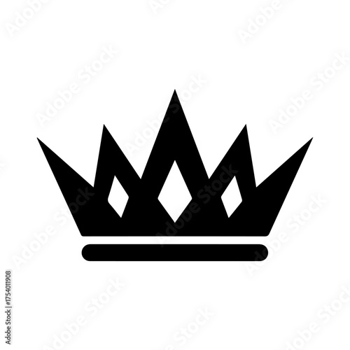 Black Crown Icon Royal Power Symbol King  Queen Royalty Emblem Monarchy Luxury Success Graphic Design Element Vector illustration