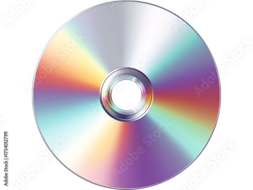 Shiny silver compact disc data storage media, Isolated On White Background, Png Transparent