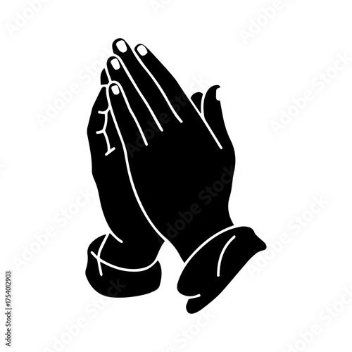 Praying Hands Silhouette Icon  Spiritual Gesture of Faith Hope and Devotion Vector Illustration