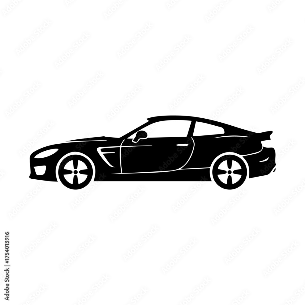 Fototapeta premium Sports Car Silhouette Graphic Modern Coupe Icon Vehicle Outline Design Element Vector Illustration